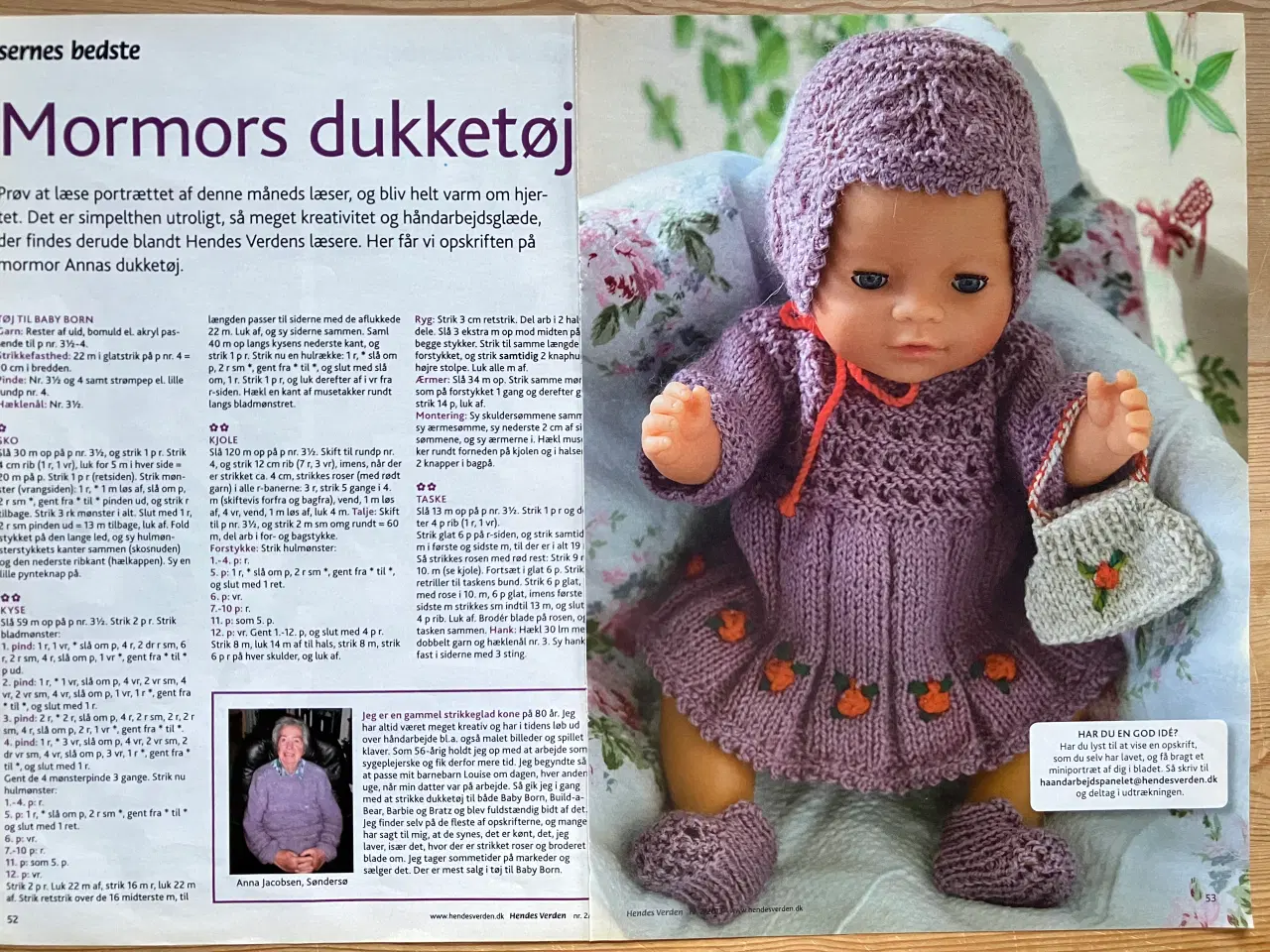 Billede 3 - Yndig strikket kjole m.m. til Baby Born