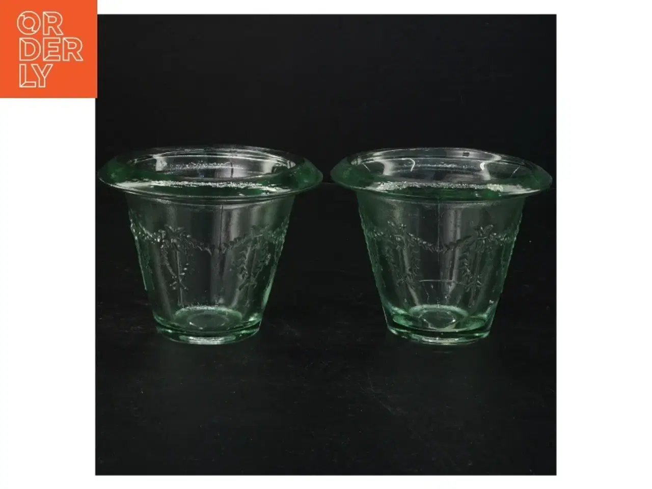 Billede 1 - Urtepotter, grønt glas (str. 9,5 x 12,5 cm)