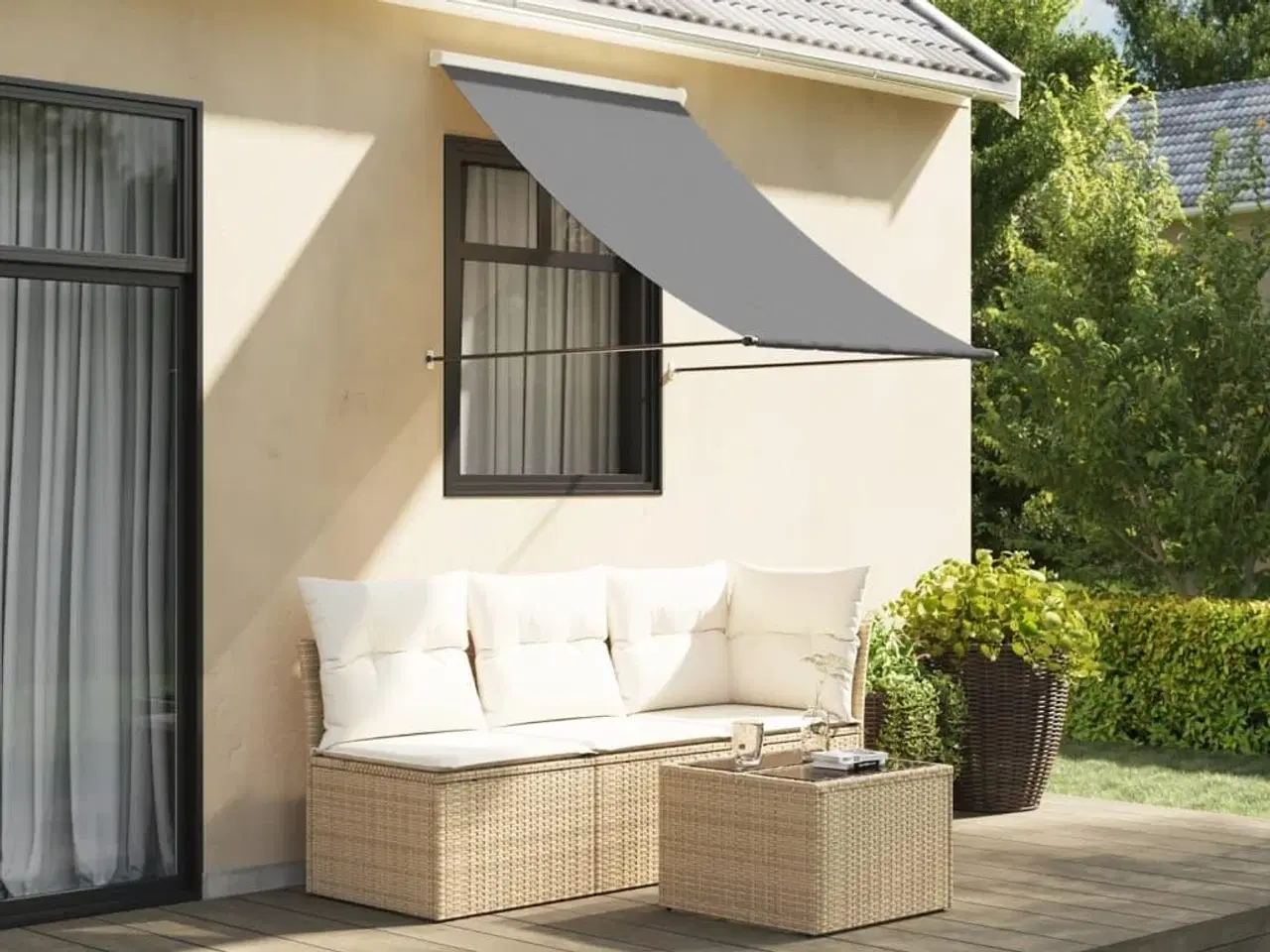 Billede 1 - Markise 150x150 cm sammenrullelig stof og stål antracitgrå