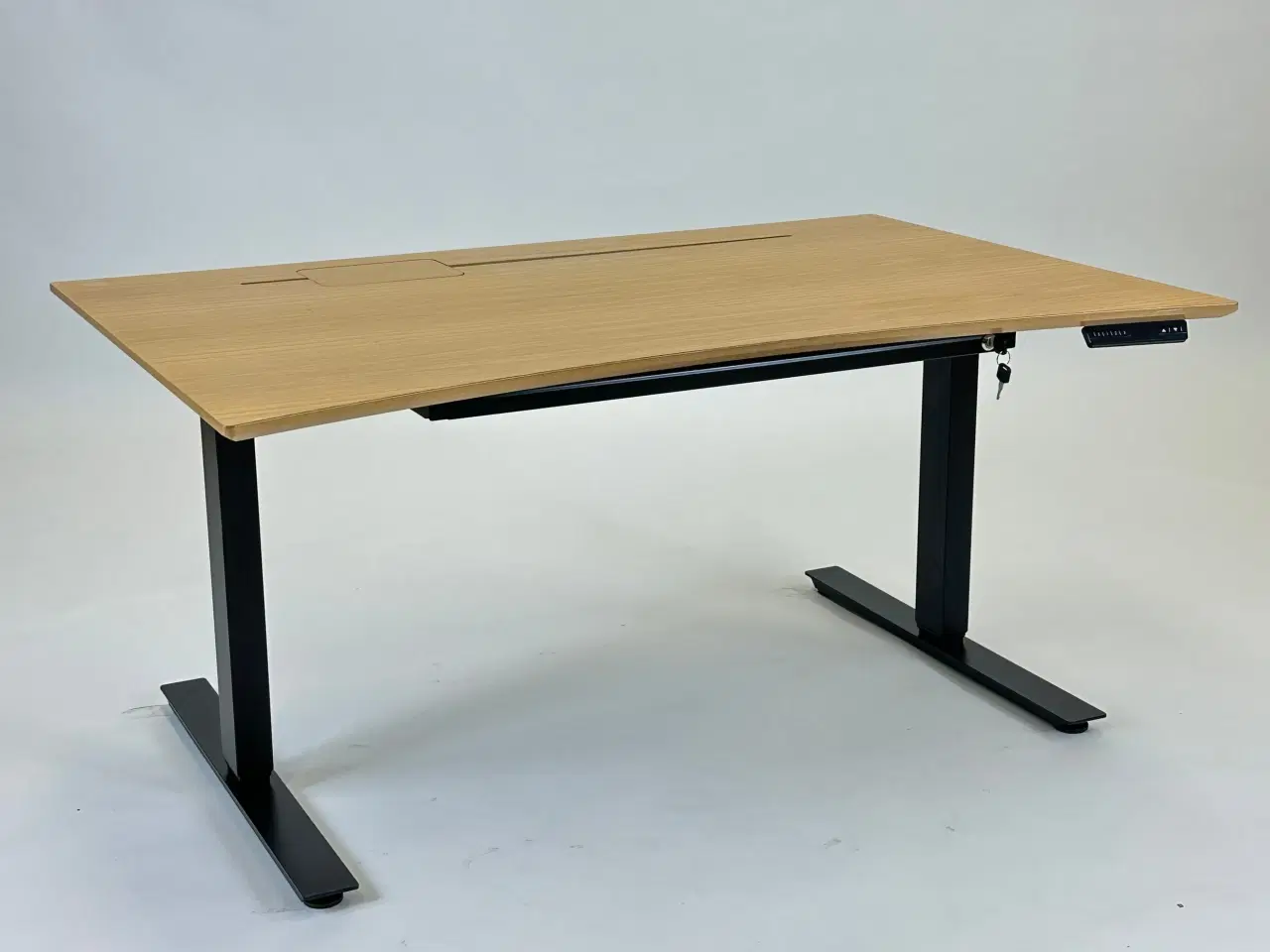 Billede 1 - Hæve/sænkebord – Natur/Sort Stel 160x90cm