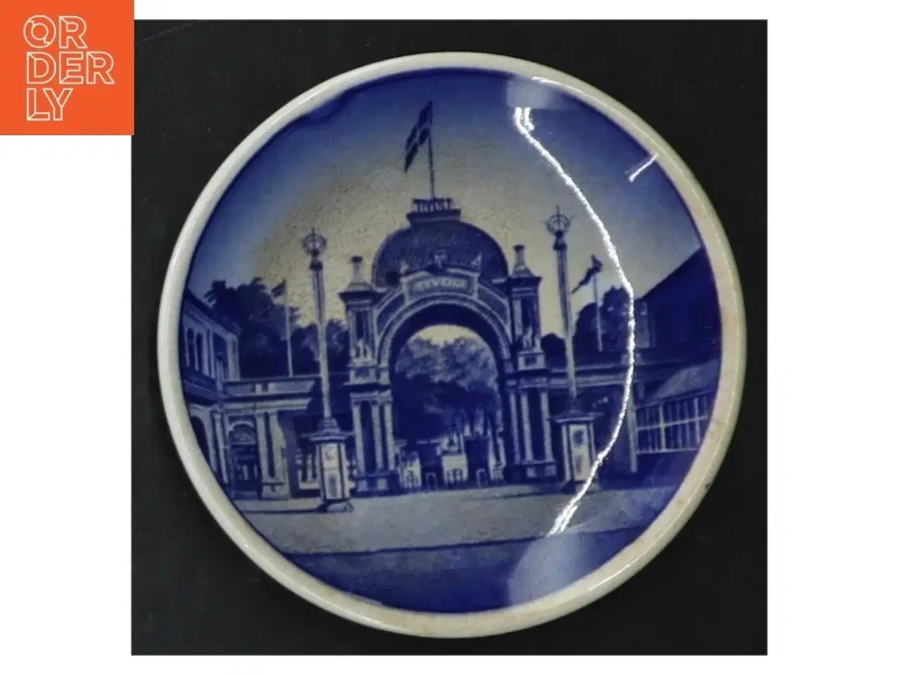 Billede 4 - Blå og hvid porcelænsplatter med danske landskaber fra Royal Copenhagen (str. 8 cm. 6 styk)