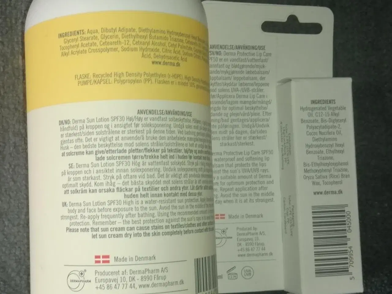 Billede 2 - NYT, DERMA SUN LOTION 500ML OG LIP BALM 10 ML