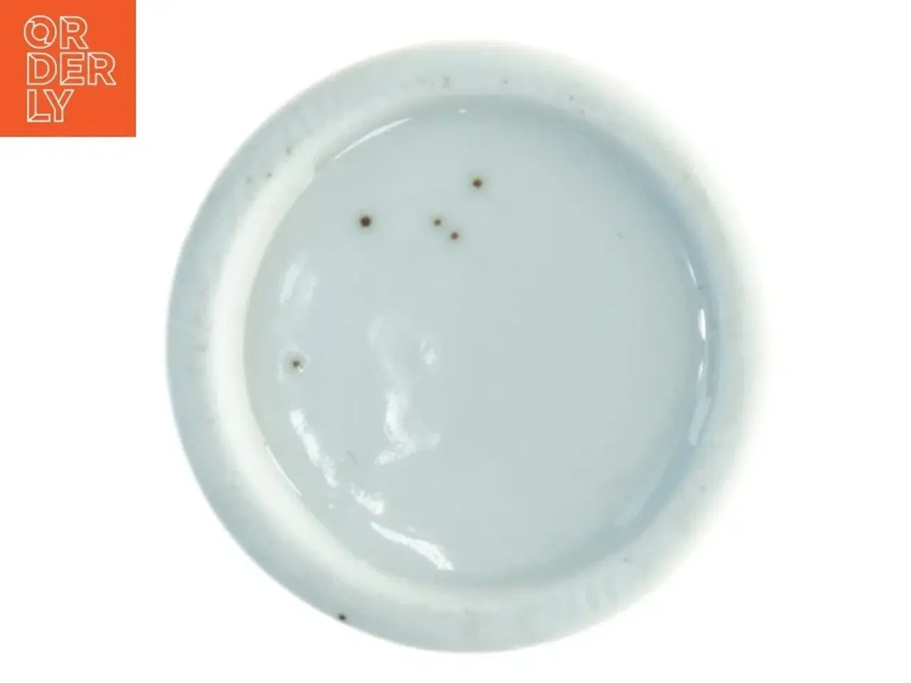 Billede 4 - Porcelænsvase med blå krysantemum blomstermotiv (str. 16 x, 6 cm)
