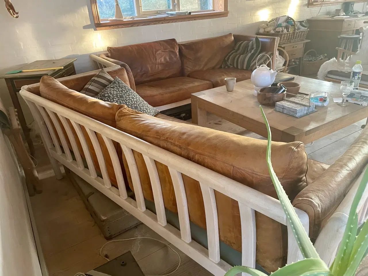 Billede 1 - Mogens Hansen tremmesofa i cognacfarvet læder