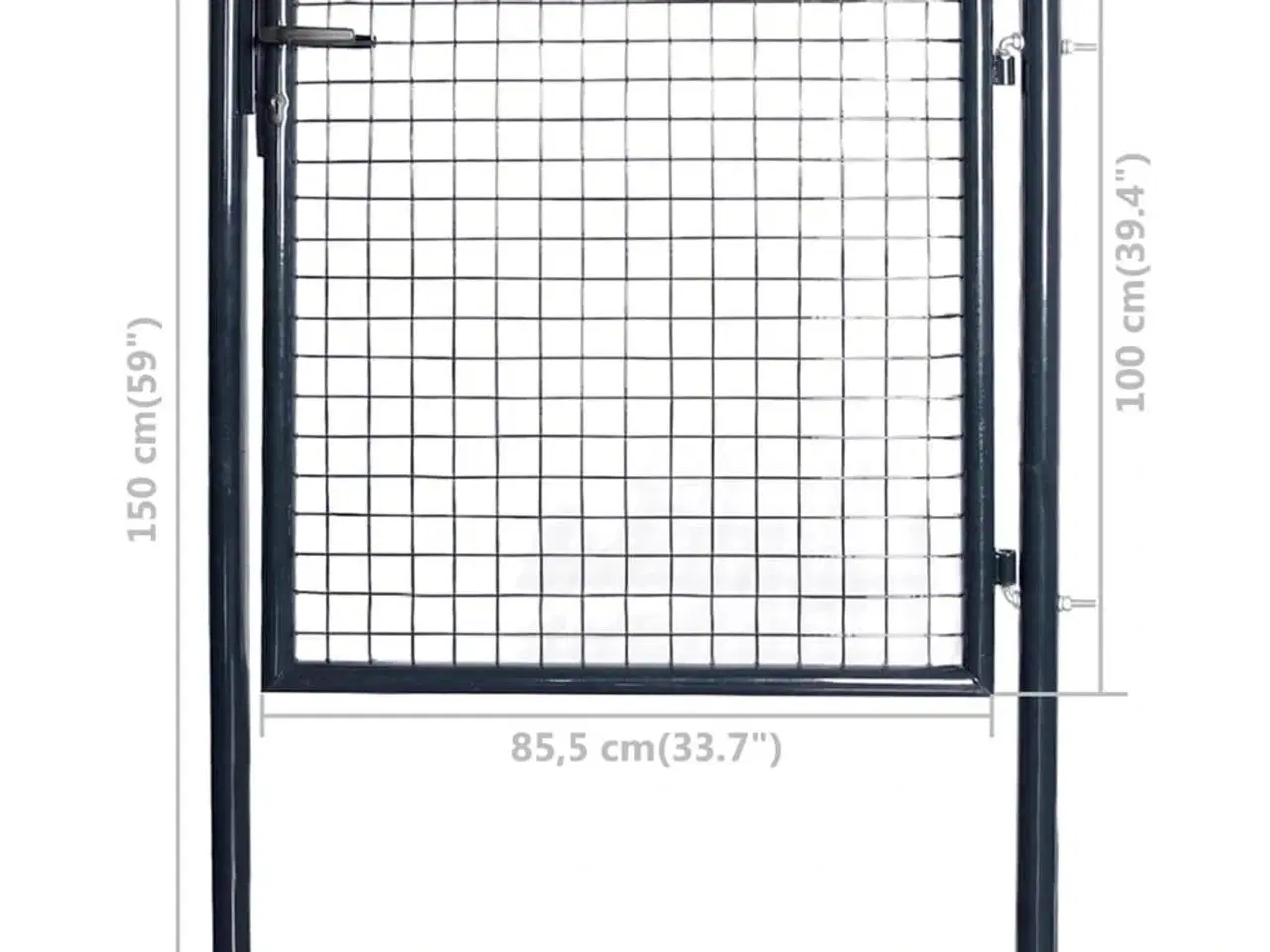 Billede 5 - Havelåge i trådnet galvaniseret stål 85,5 x 100 cm grå