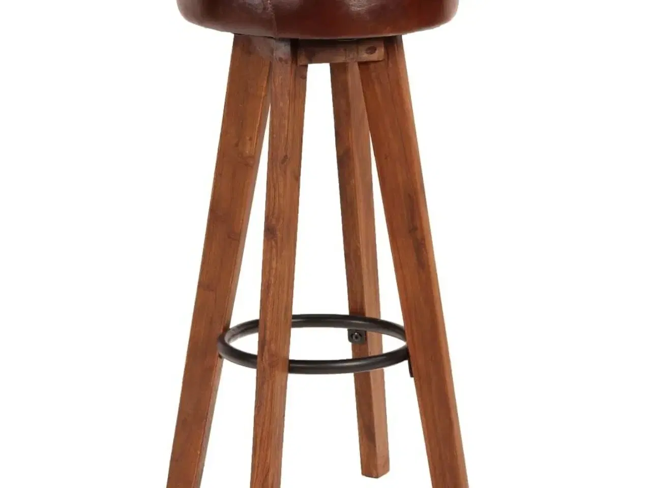 Billede 2 - Barstole 2 stk. ægte læder og massivt akacietræ