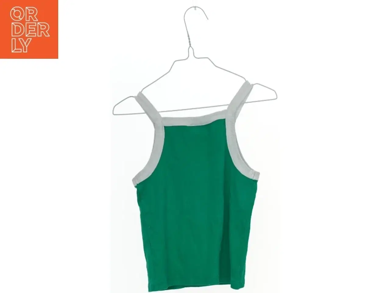 Billede 2 - Grøn tank top med hvide kanter (str. 128)