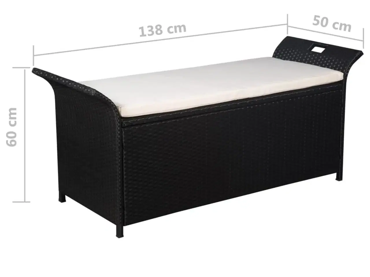 Billede 5 - Opbevaringsbænk med hynde 138 cm polyrattan sort