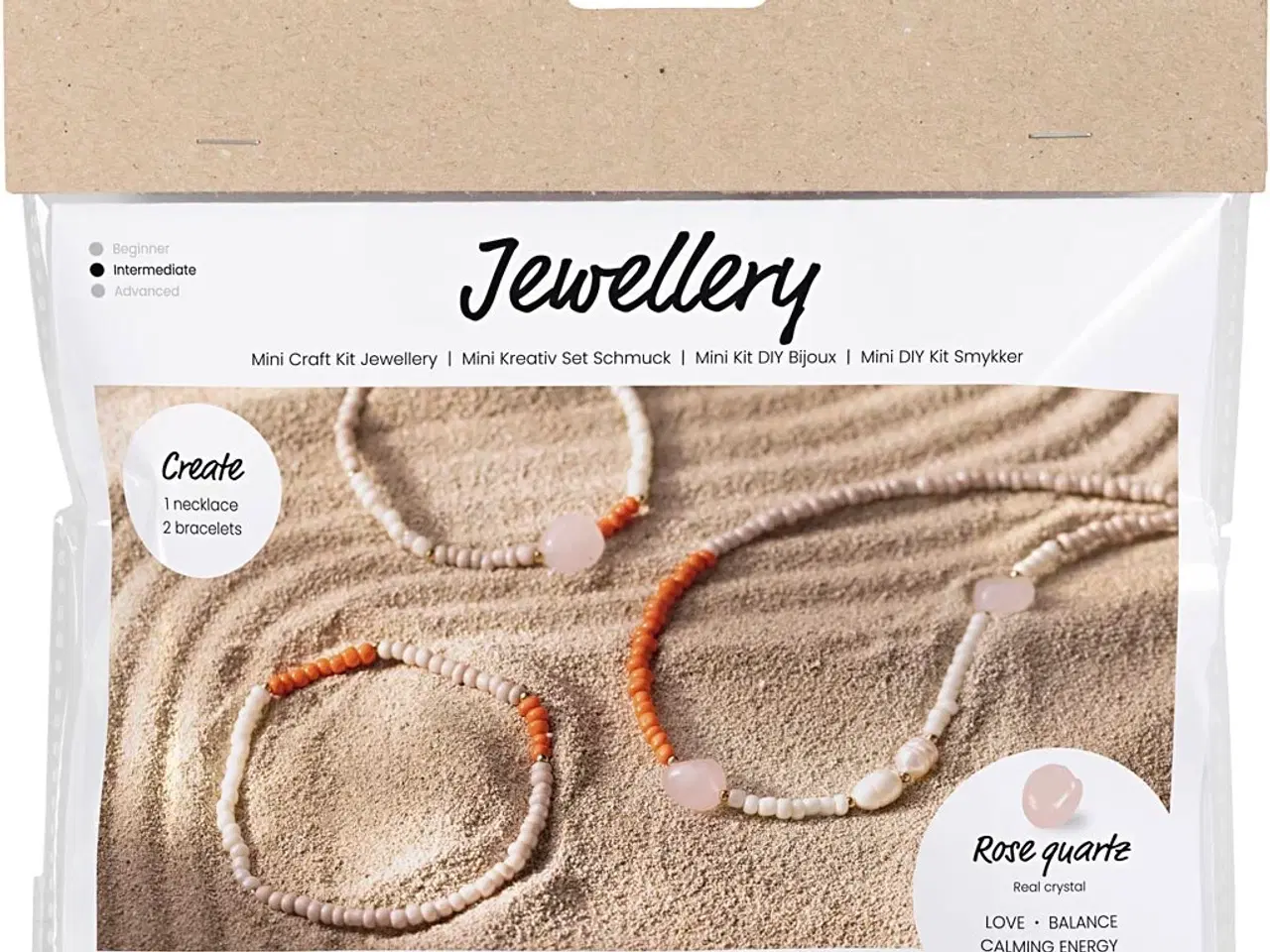 Billede 1 - DIY Kit: Rosakvartshalskæde og -armbånd