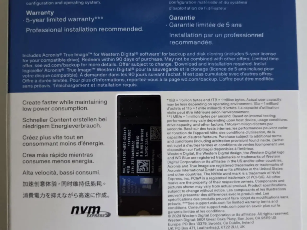 Billede 2 - 💾 WD Blue SN5000 – 4TB NVMe UBRUGT HARRDISK