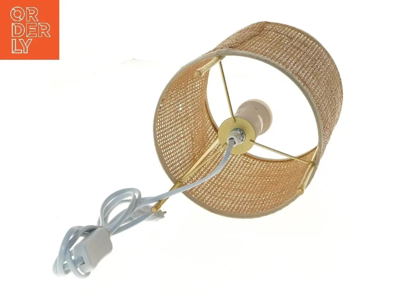 Billede 4 - Cylindrisk bordlampe med fletskærm (str. 31x19 cm)