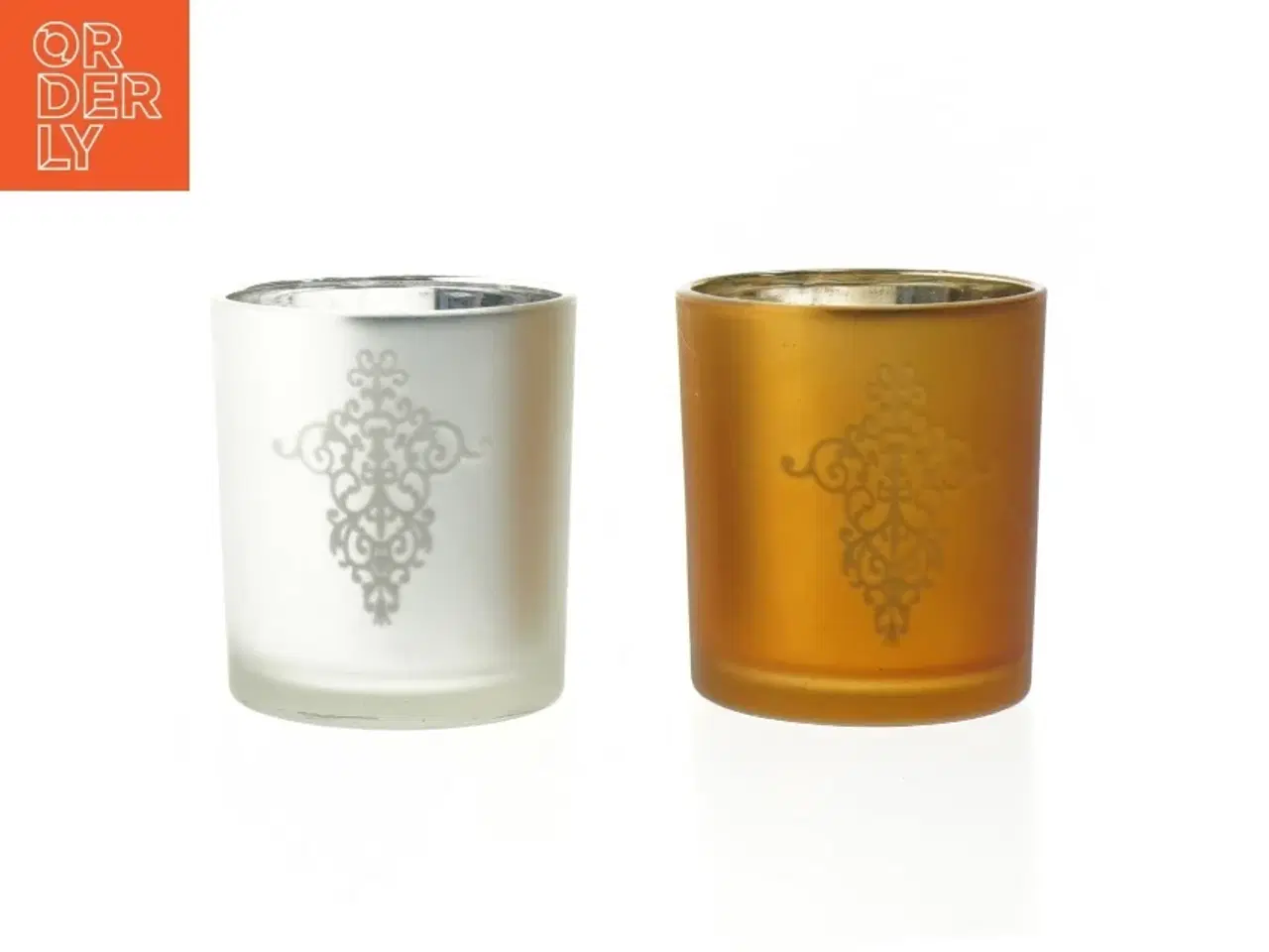 Billede 1 - To fyrfadsstager i glas (str. ø 7 cm længde 8 cm)