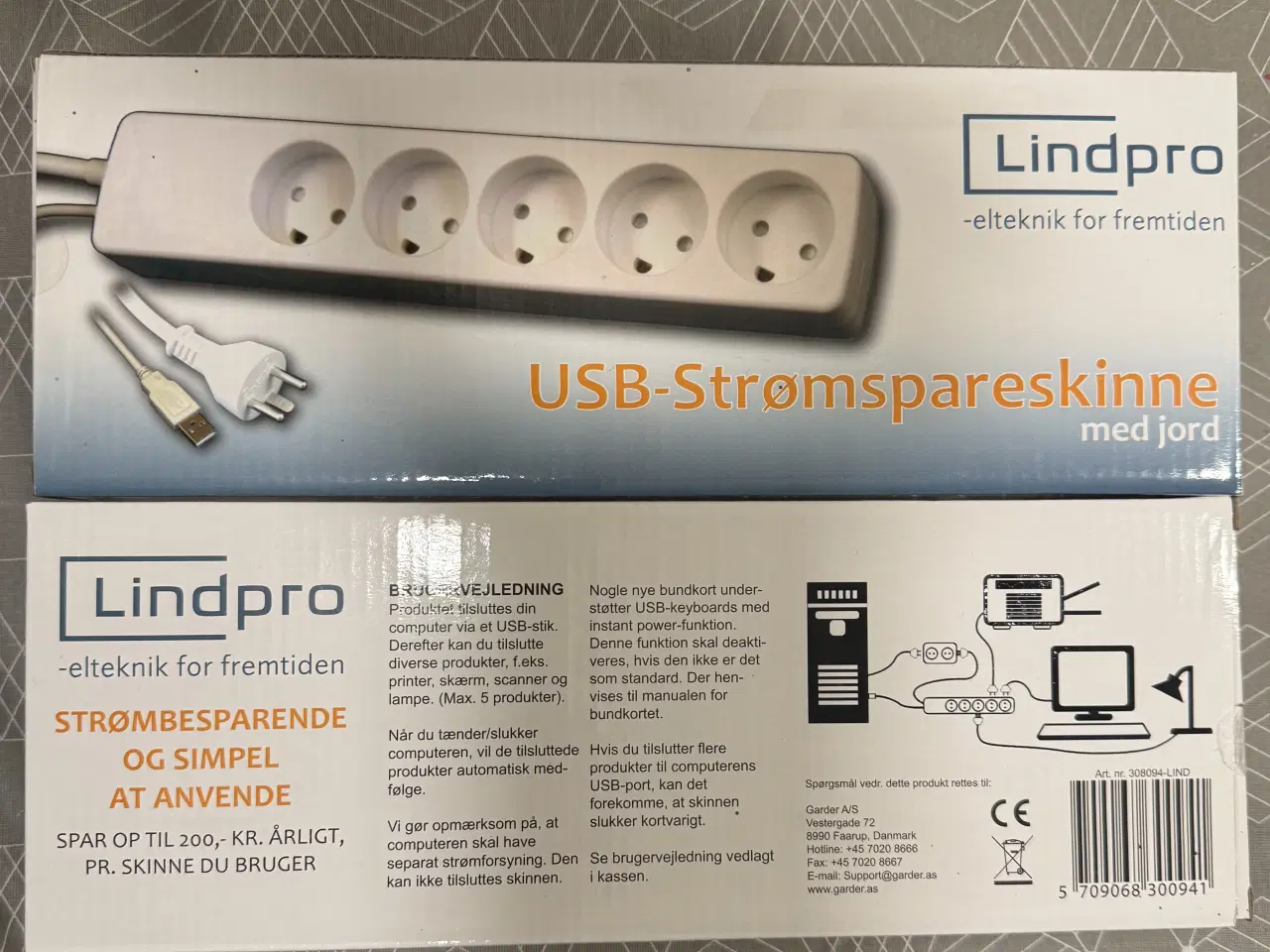 Billede 2 - Strømspareskinne 2 stk