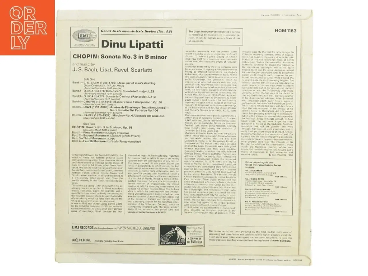 Billede 4 - Dinu Lipatti Vinyl LP (str. 31 x 31 cm)