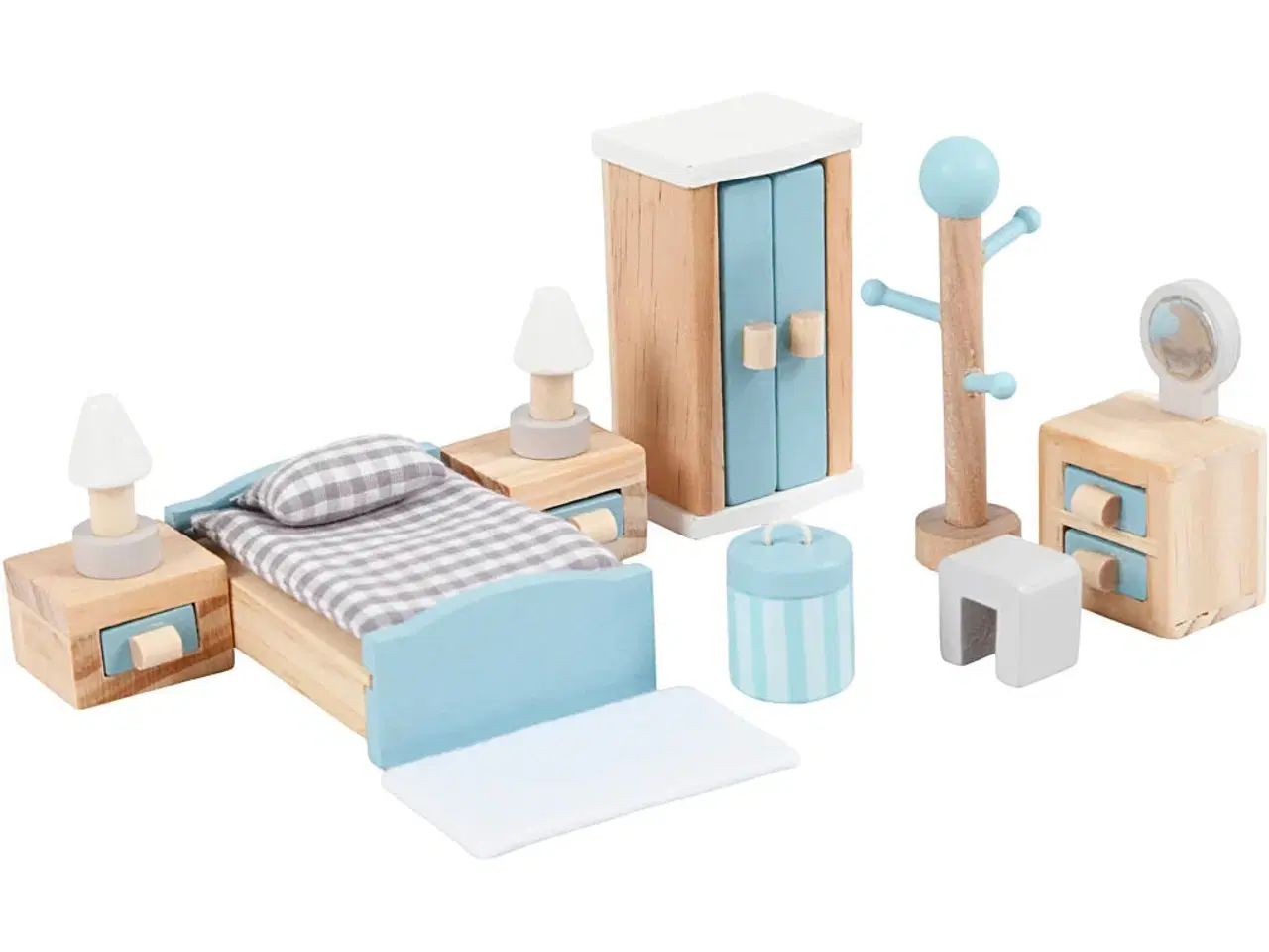 Billede 1 - VIGA Dukkehus Møbler til Soveværelse - 8 Dele