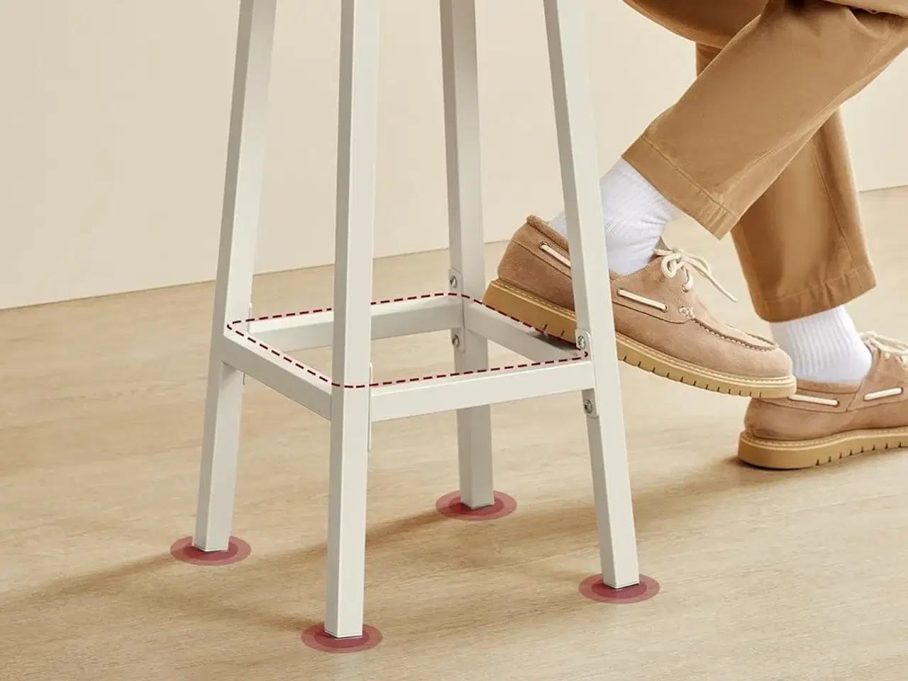 Billede 4 - Barstole med ryglæn VASAGLE – sæt af 2, 65 cm, beige/hvid eg