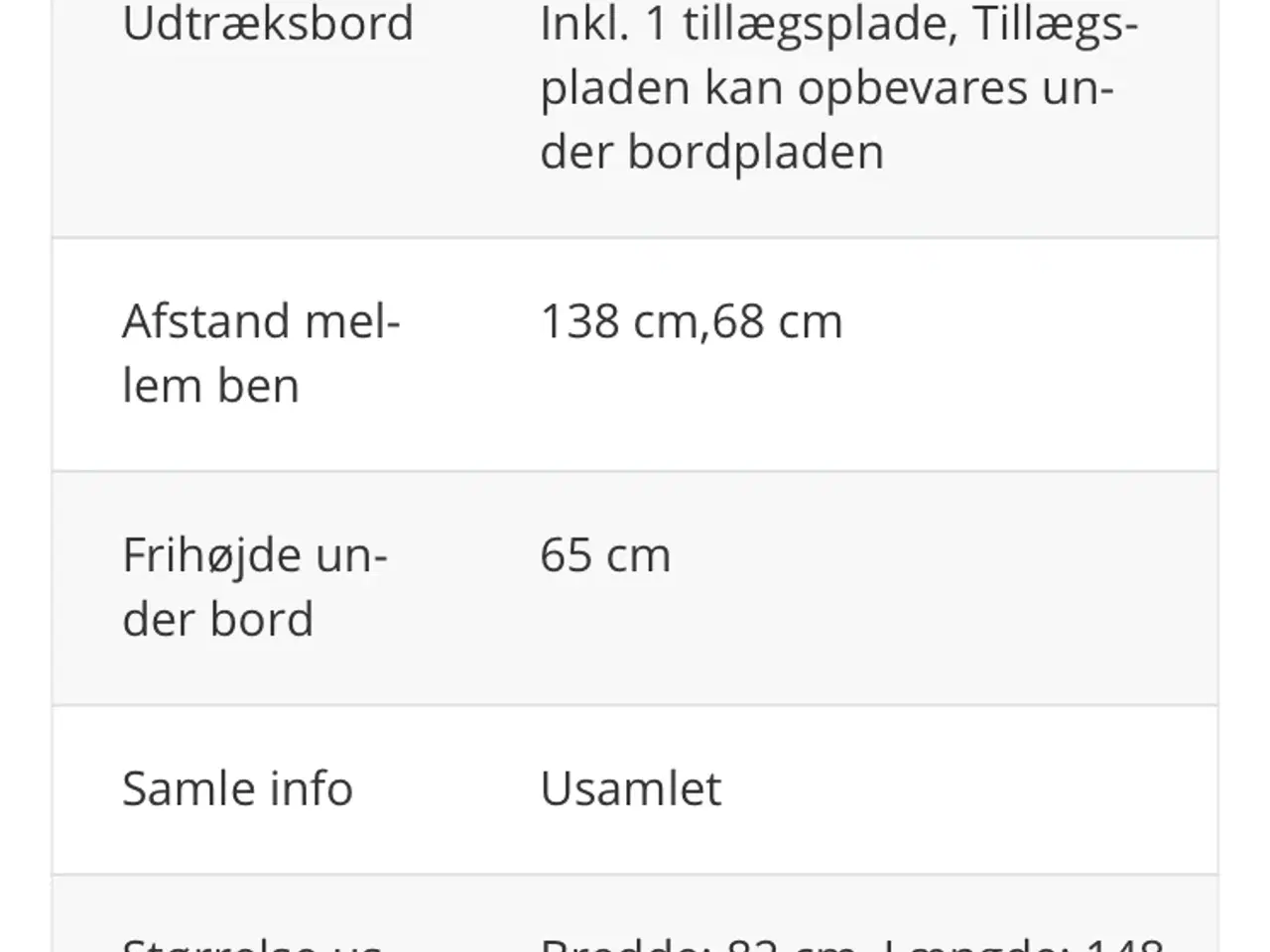 Billede 3 - Spisebord med udtræsplade