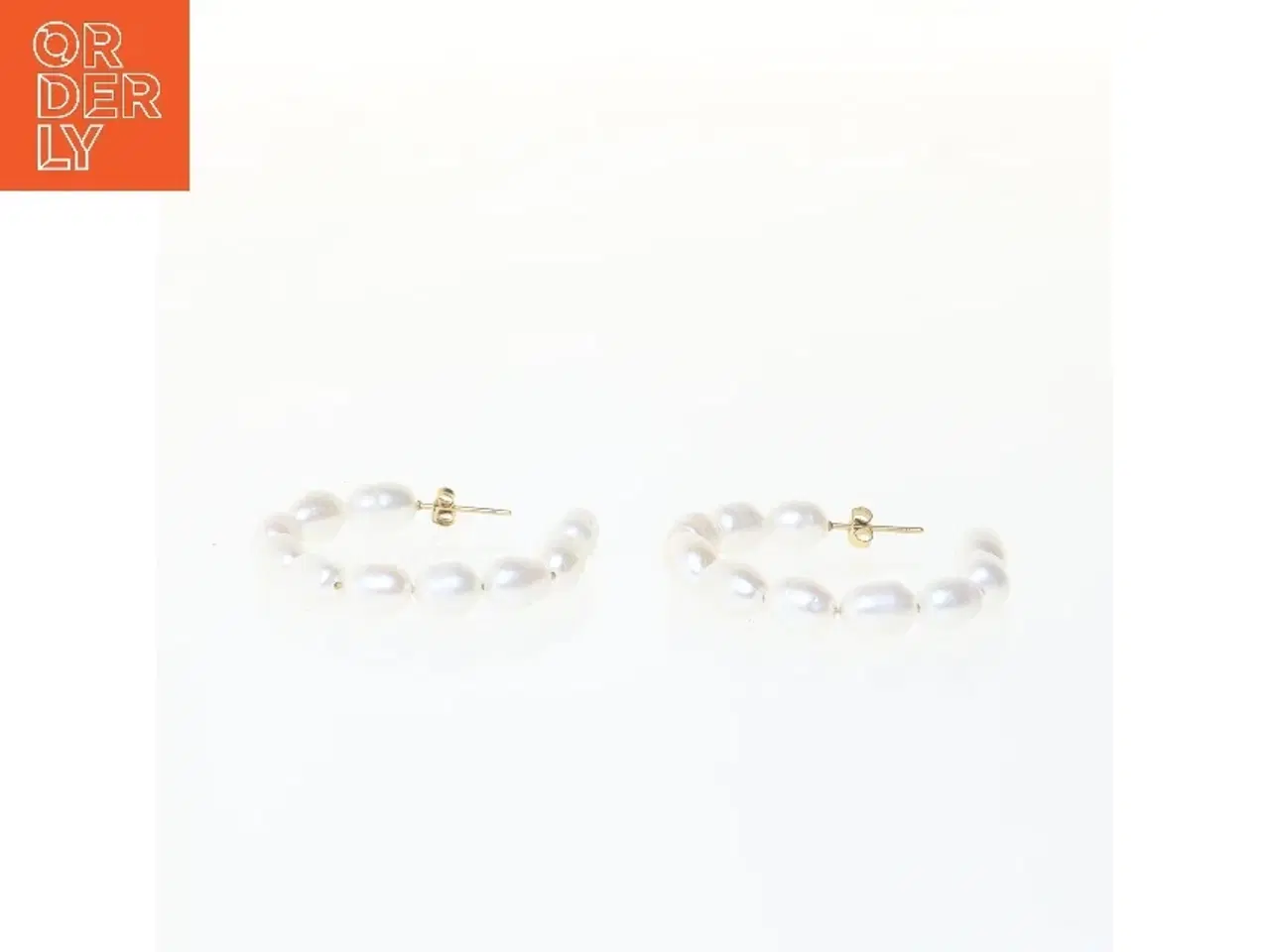 Billede 3 - Perleøreringe i guld og hvid (str. Ø 4 cm)
