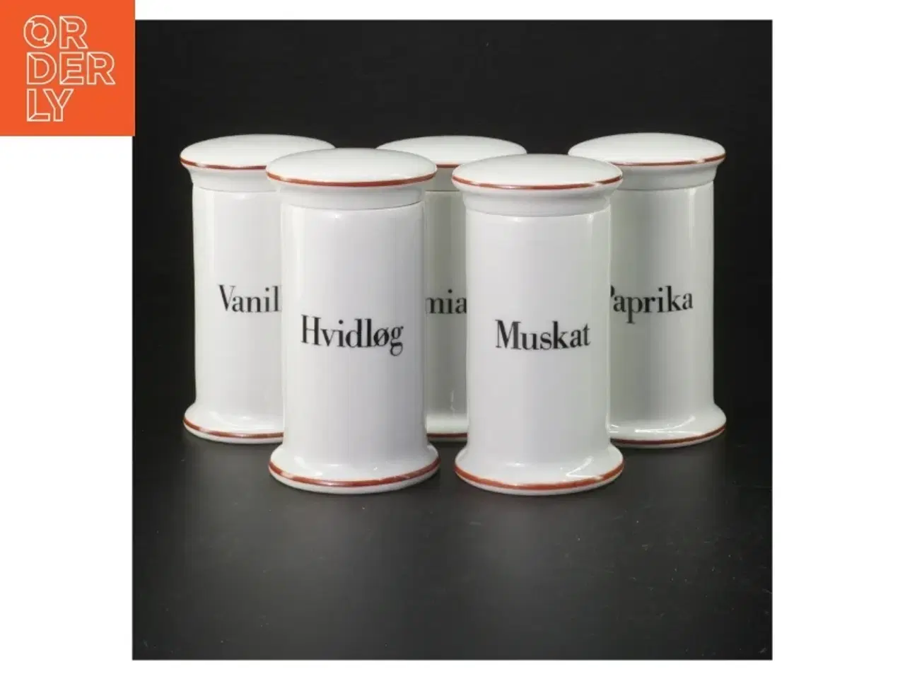 Billede 1 - Krydderikrukker i porcelæn fra B&G Kjøbenhavn (str. 11 cm. 5 styk)