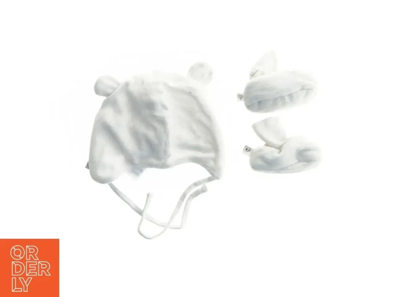 Billede 2 - Hvid babyhue og vanter fra H&M (str. 56)