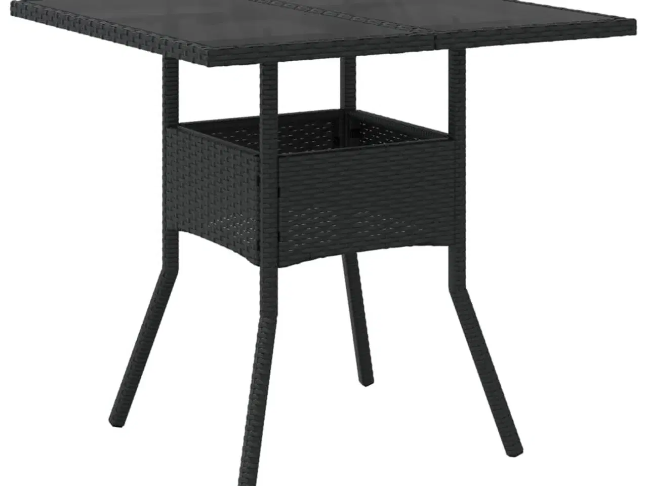 Billede 2 - Havebord med glastop 80x80x75 cm polyrattan sort
