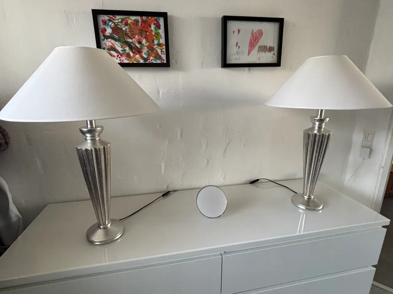 Billede 2 - Bordlamper med hvide skærme