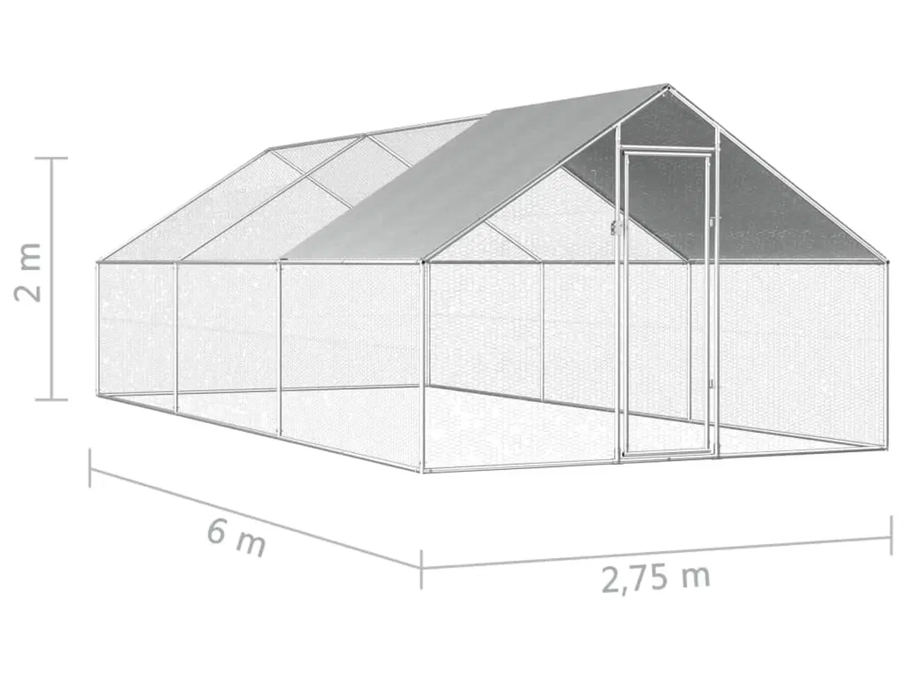 Billede 6 - Udendørs hønsebur 2,75x6x1,92 m galvaniseret stål