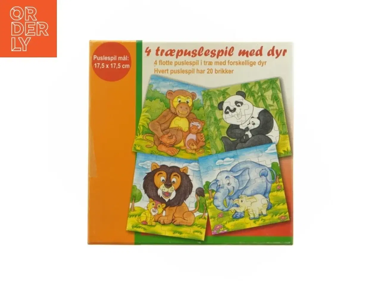 Billede 1 - Træpuslespil med dyremotiver (str. 17,5 x 17,5 cm)