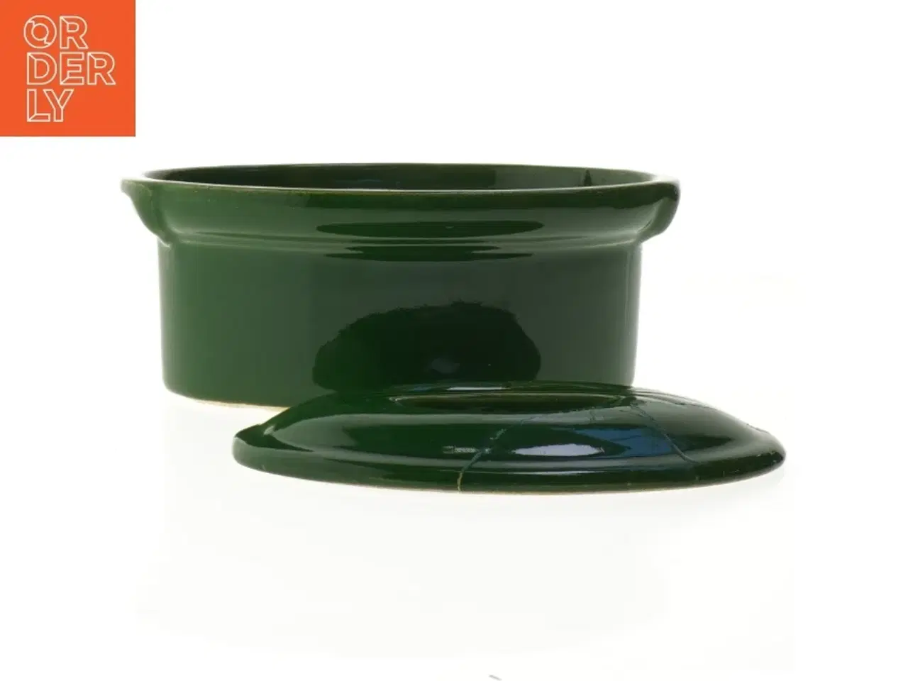 Billede 2 - Grøn keramikskål med låg (str. 24 cm)