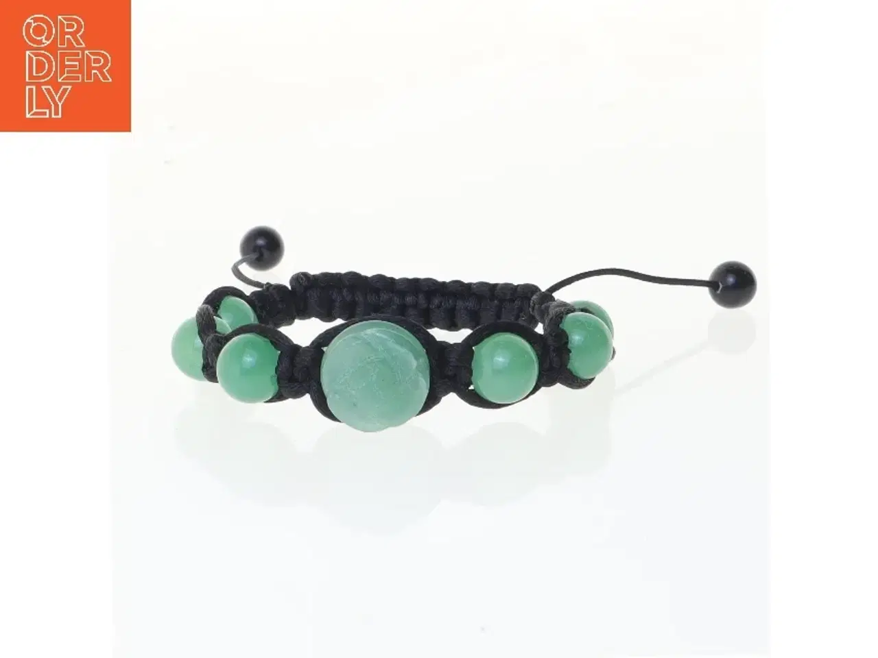 Billede 1 - Armbånd med grønne jade sten (str. Ø 6 cm)