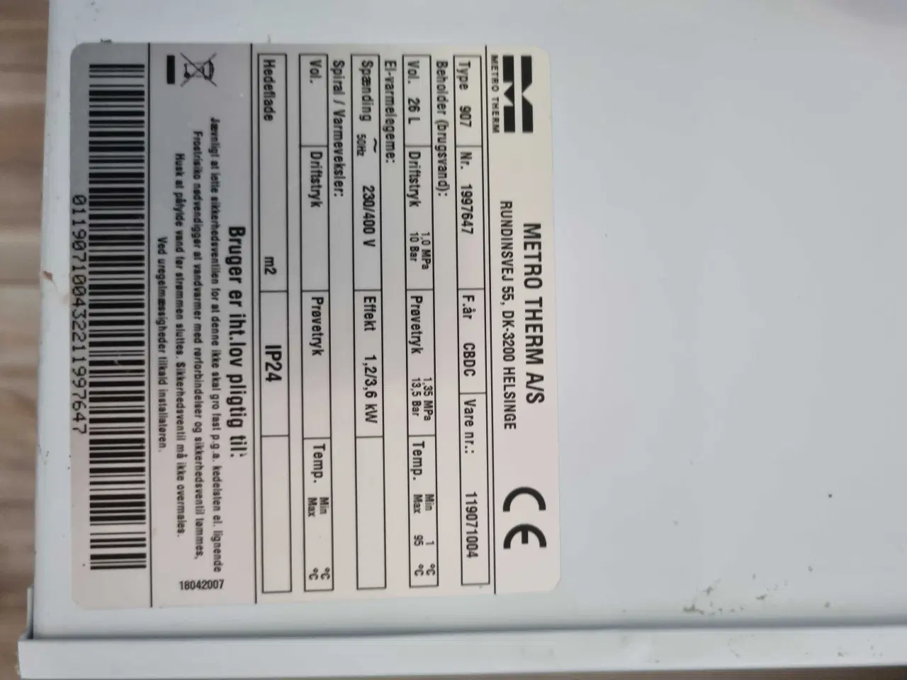 Billede 3 - Elektrisk varmtvandsbeholder 