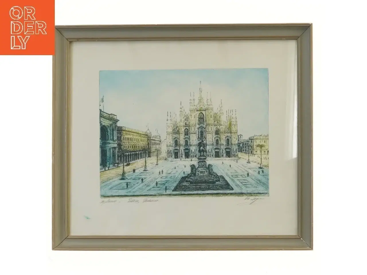 Billede 1 - Indrammet billede af Piazza Duomo, Milano (str. 35x30 cm)