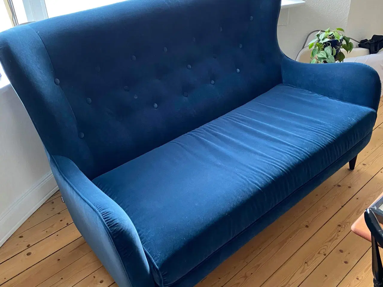 Billede 2 - 2,5 personers sofa i blå velour 