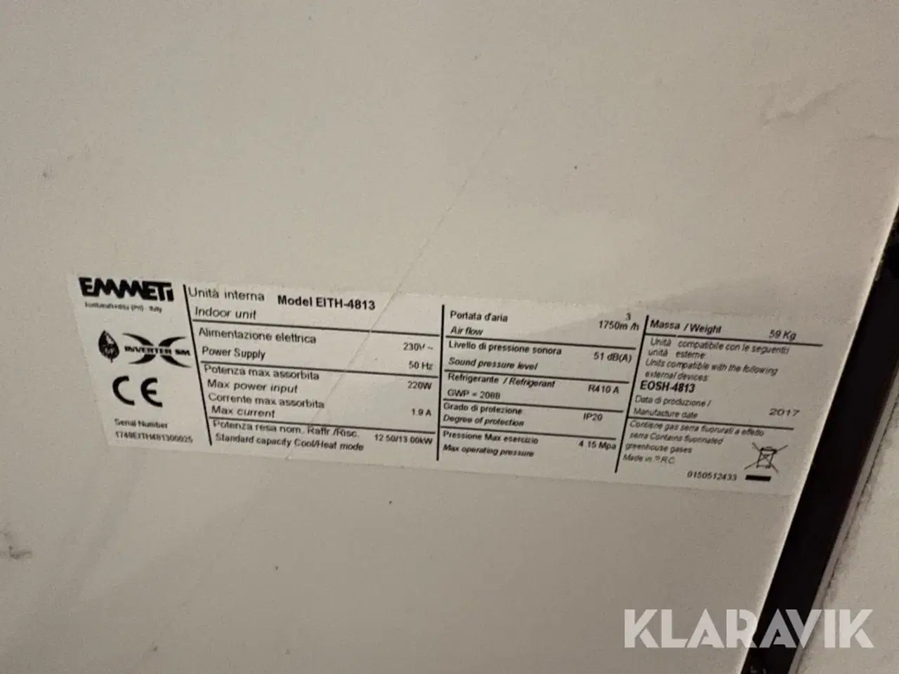Billede 9 - Klimaanlæg Emmeti EITH-4813 med udendørsenhed