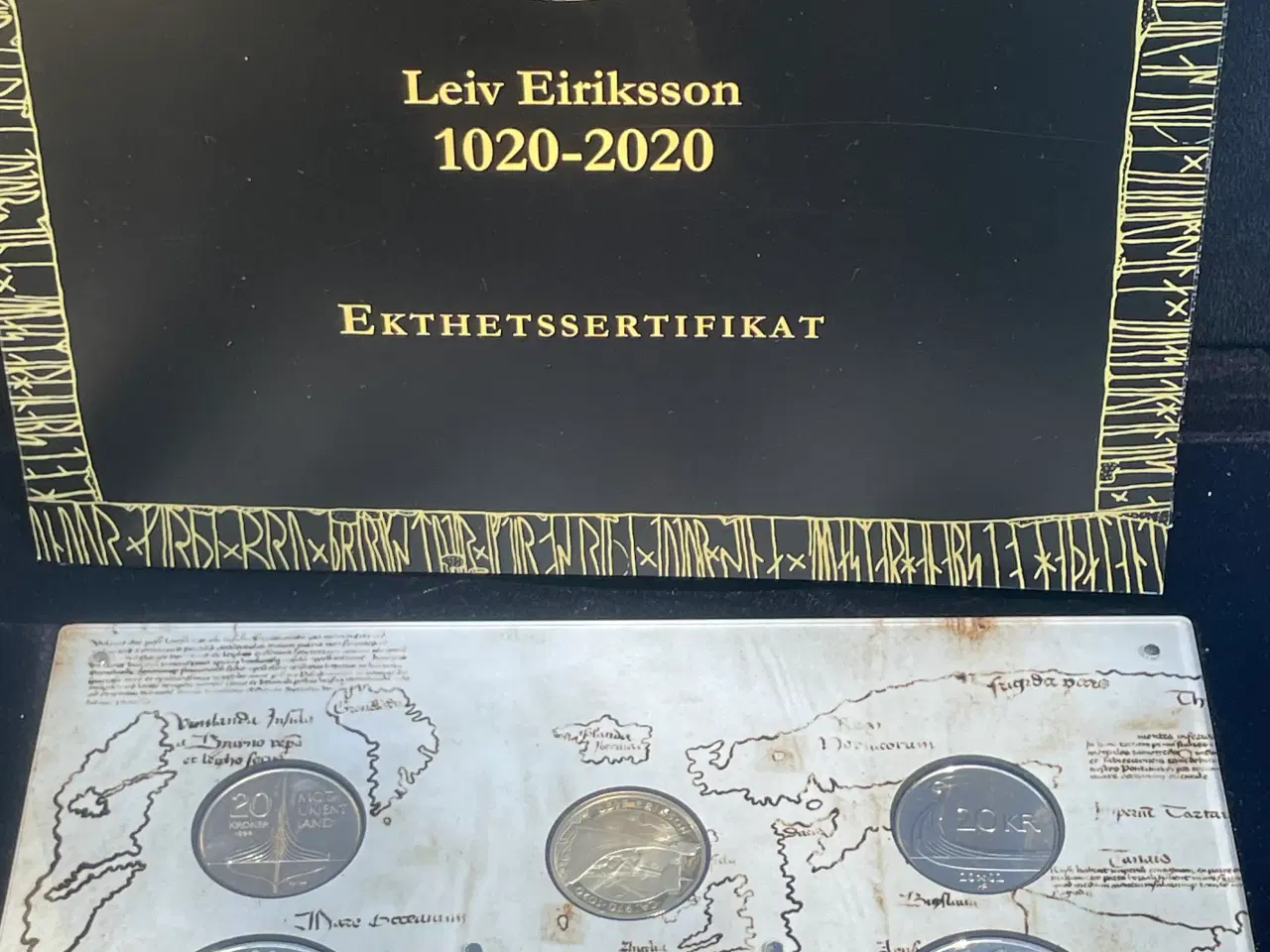 Billede 1 - Leiv Eriksson myntsæt, guld medalja 7,78 gr. (375)