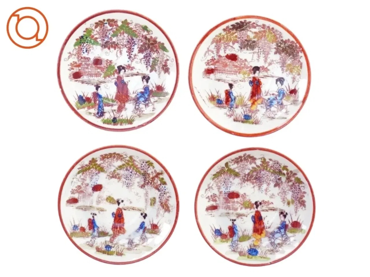 Billede 1 - Små tallerkener, med asiatisk motiv (str. 13 cm)