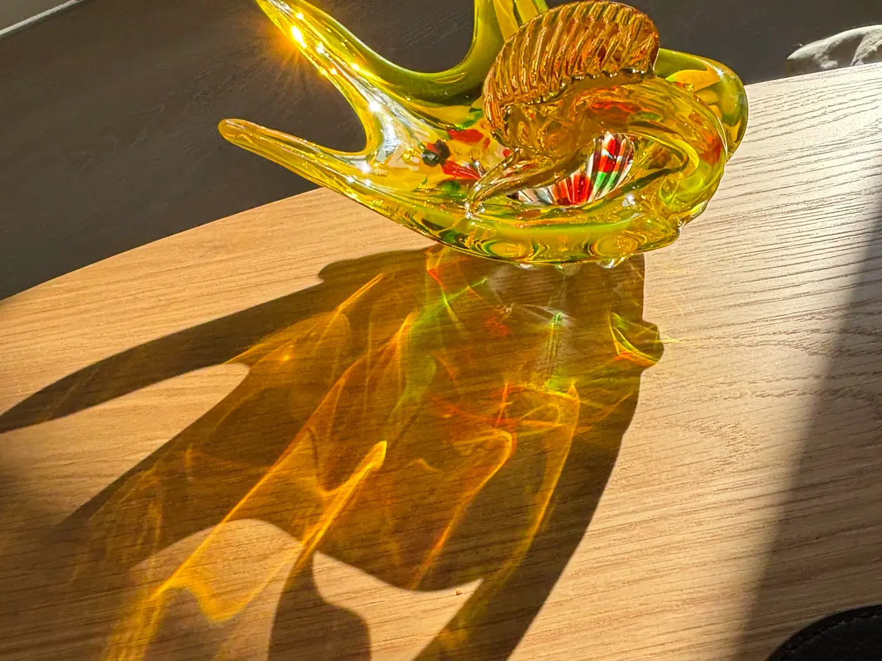 Billede 1 - Smuk vintage Murano-style glas-skulptur – gul fugl