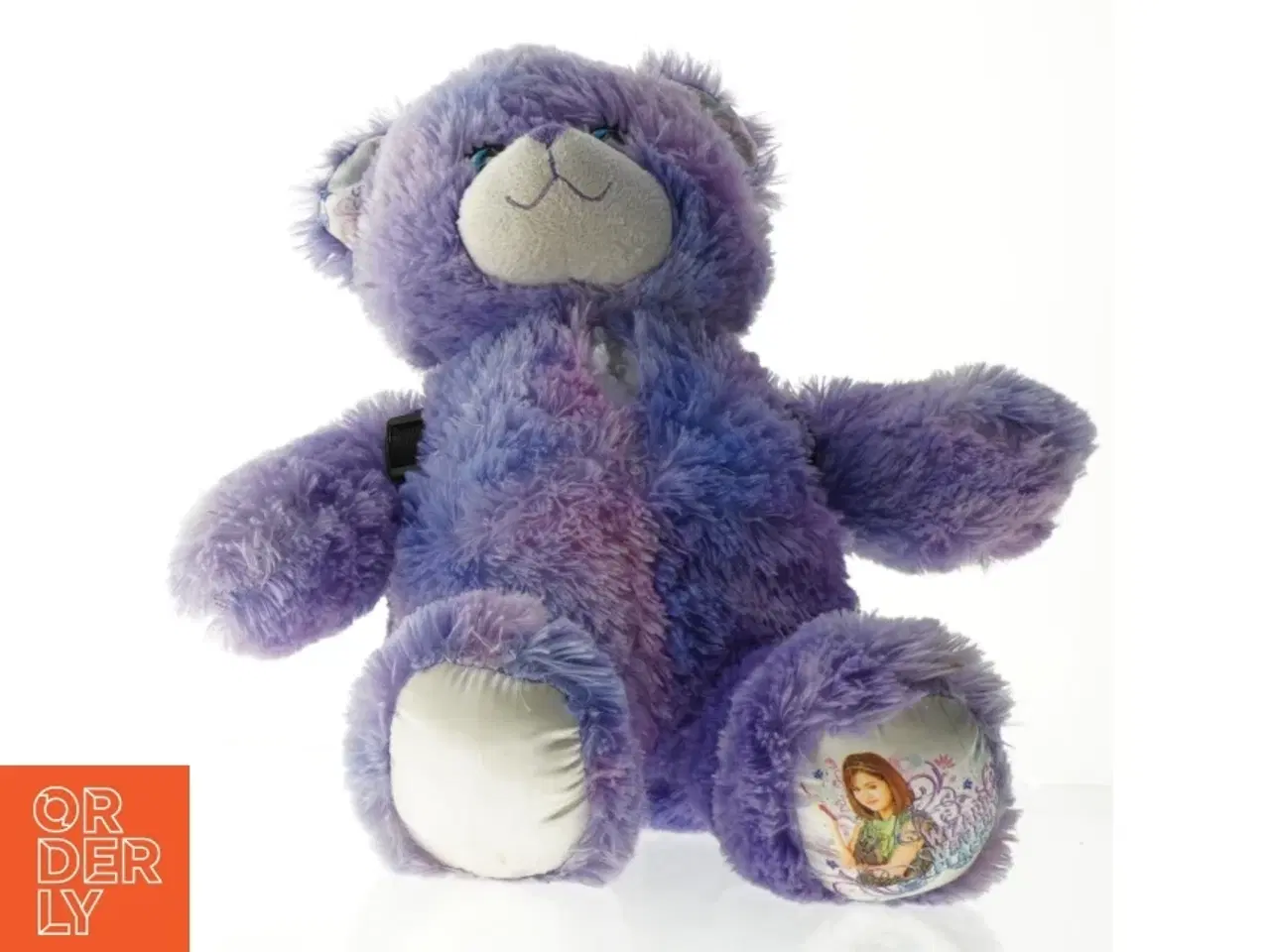 Billede 1 - Flerfarvet teddybjørn med rygsæk (str. 45 x 26 cm)