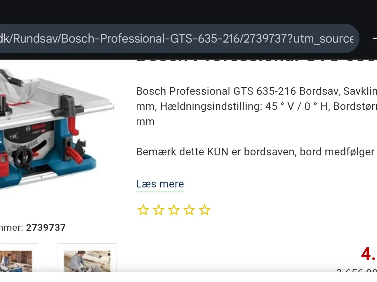 Billede 1 - Bosch GTS 635 bordrundsav