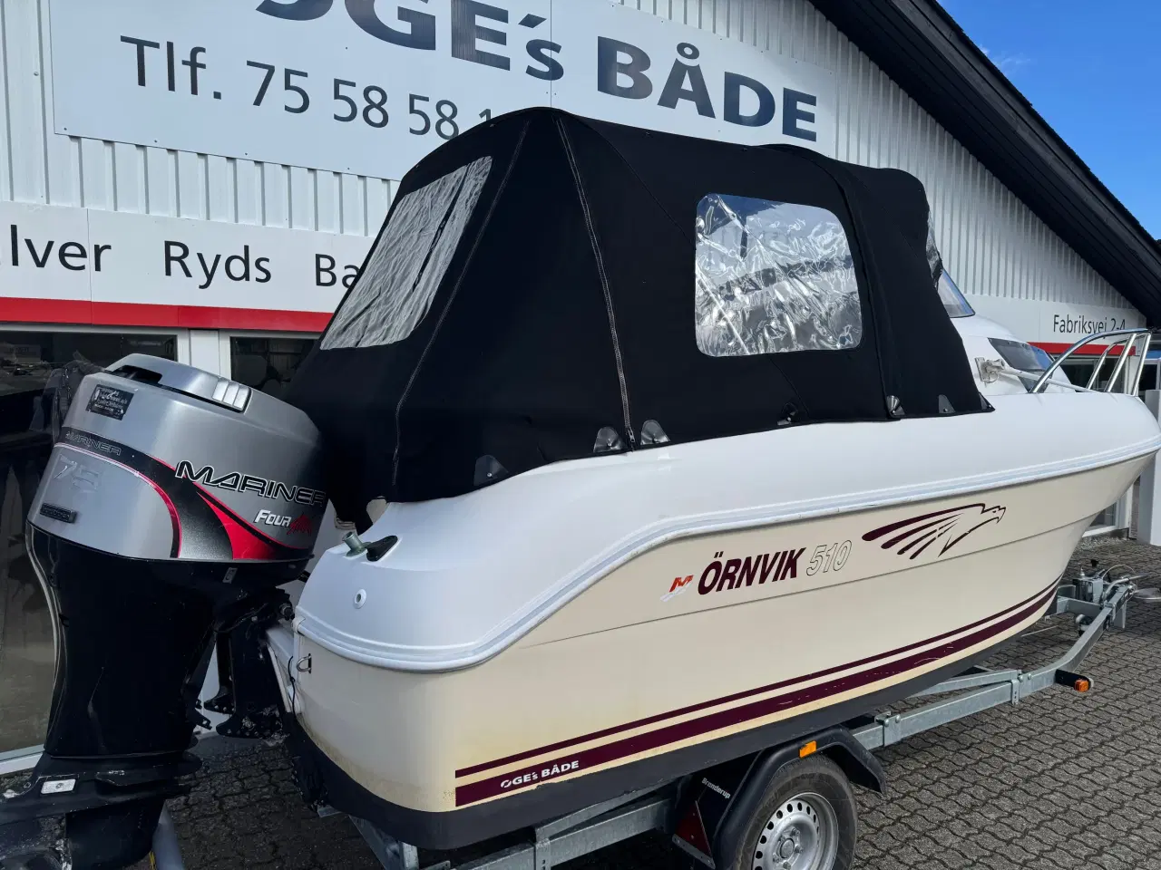 Billede 2 - 510 Cruiser med F75 Mariner 4 takt 1,6L og 1300 kg Brenderup bådtrailer