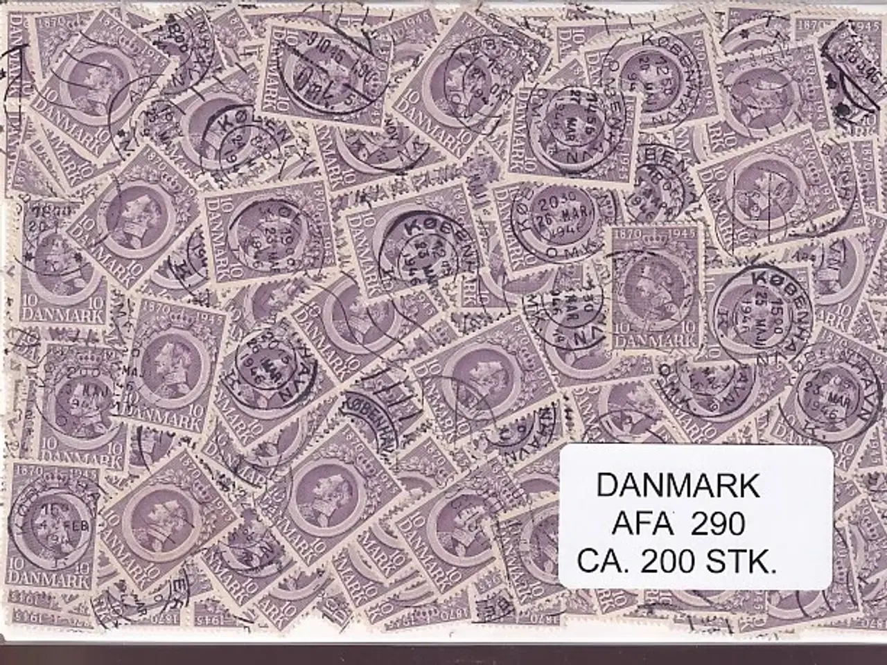 Billede 1 - Danmark 200 stk Afa 290 Stemplet/ustemplet.