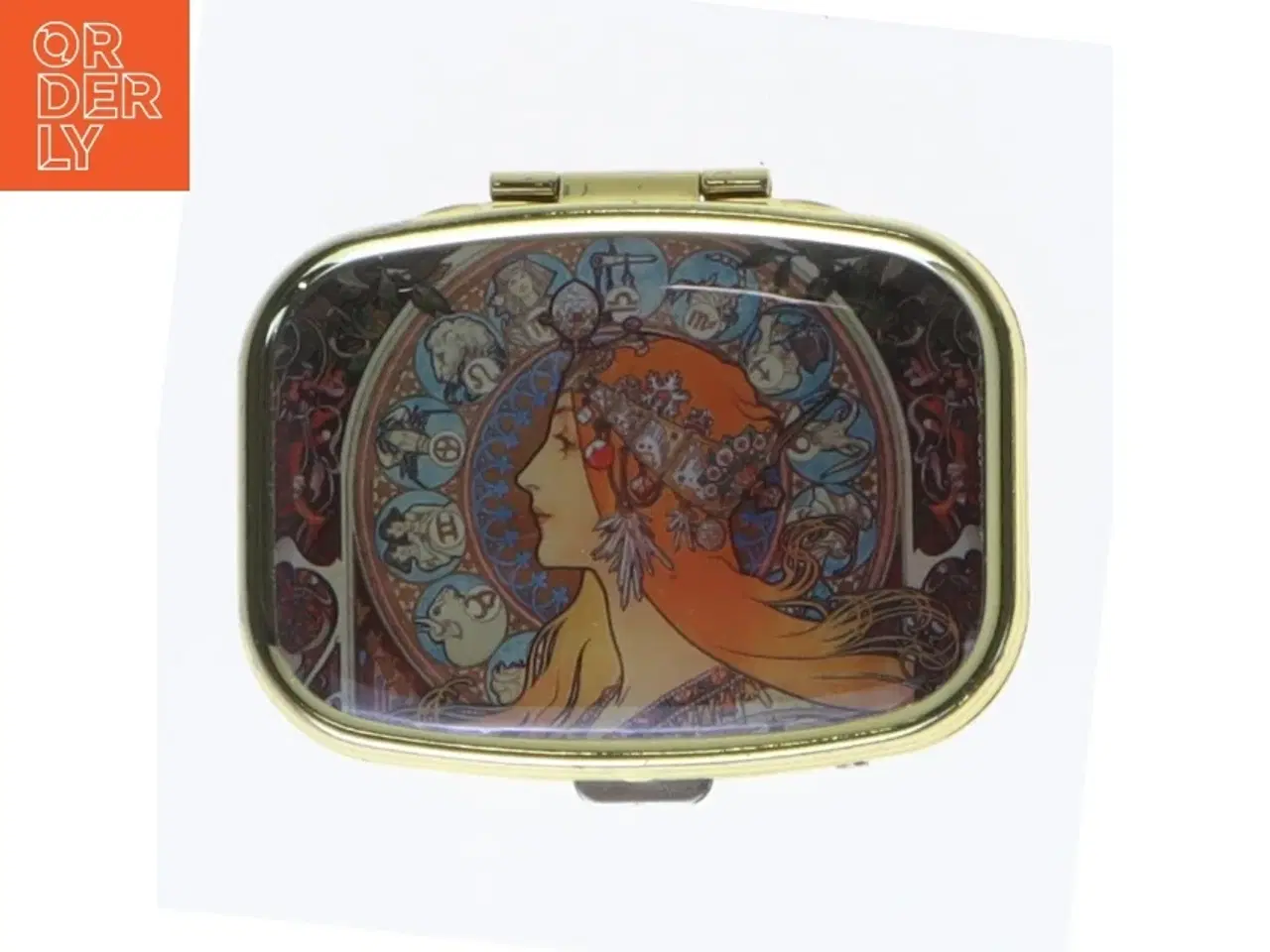 Billede 1 - Lille pilleæske med udsmykning (str. 5,5x4,5x1,5 cm)