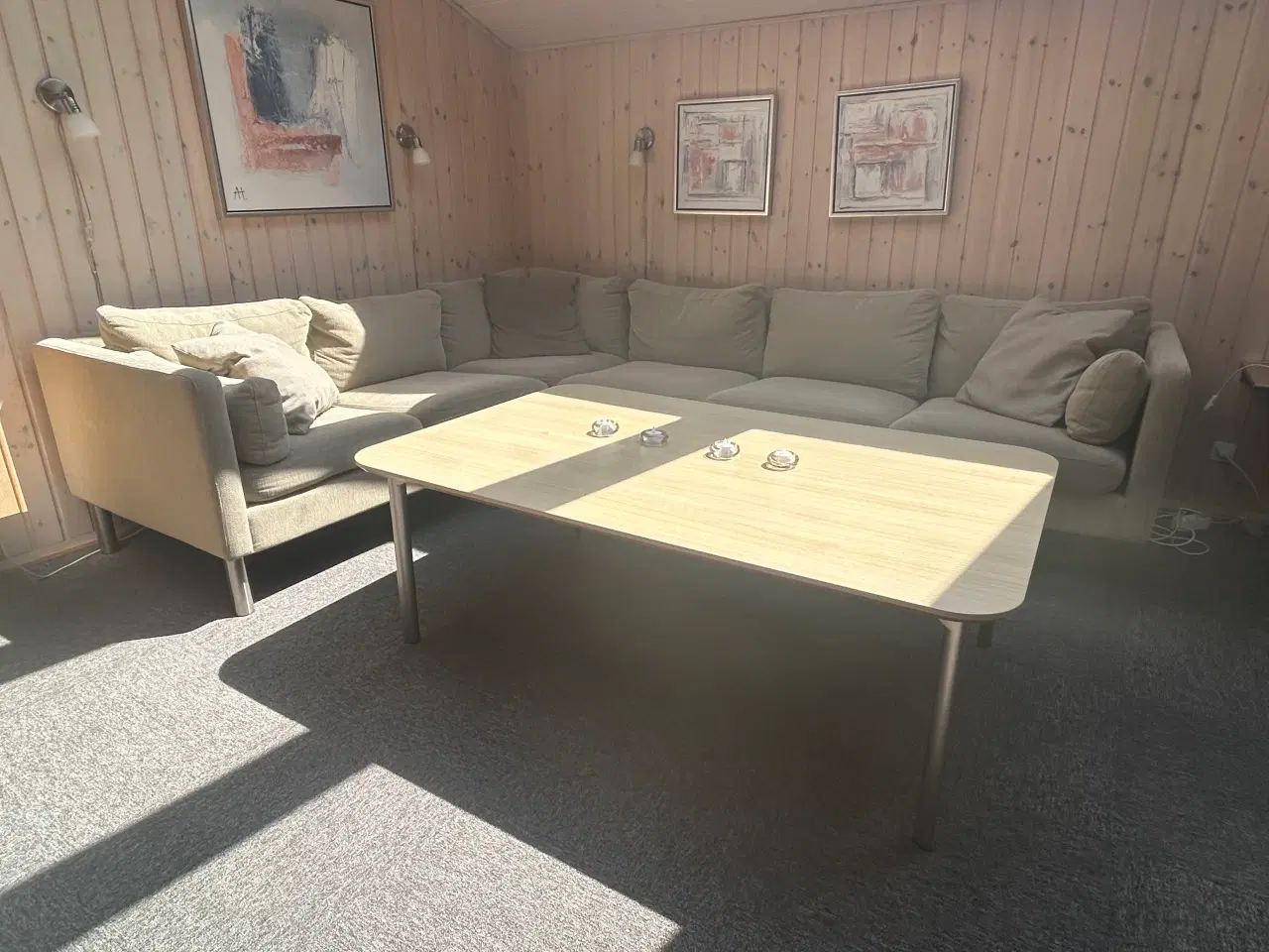 Billede 3 - Hjørnesofa i lyst stof. God stand 
