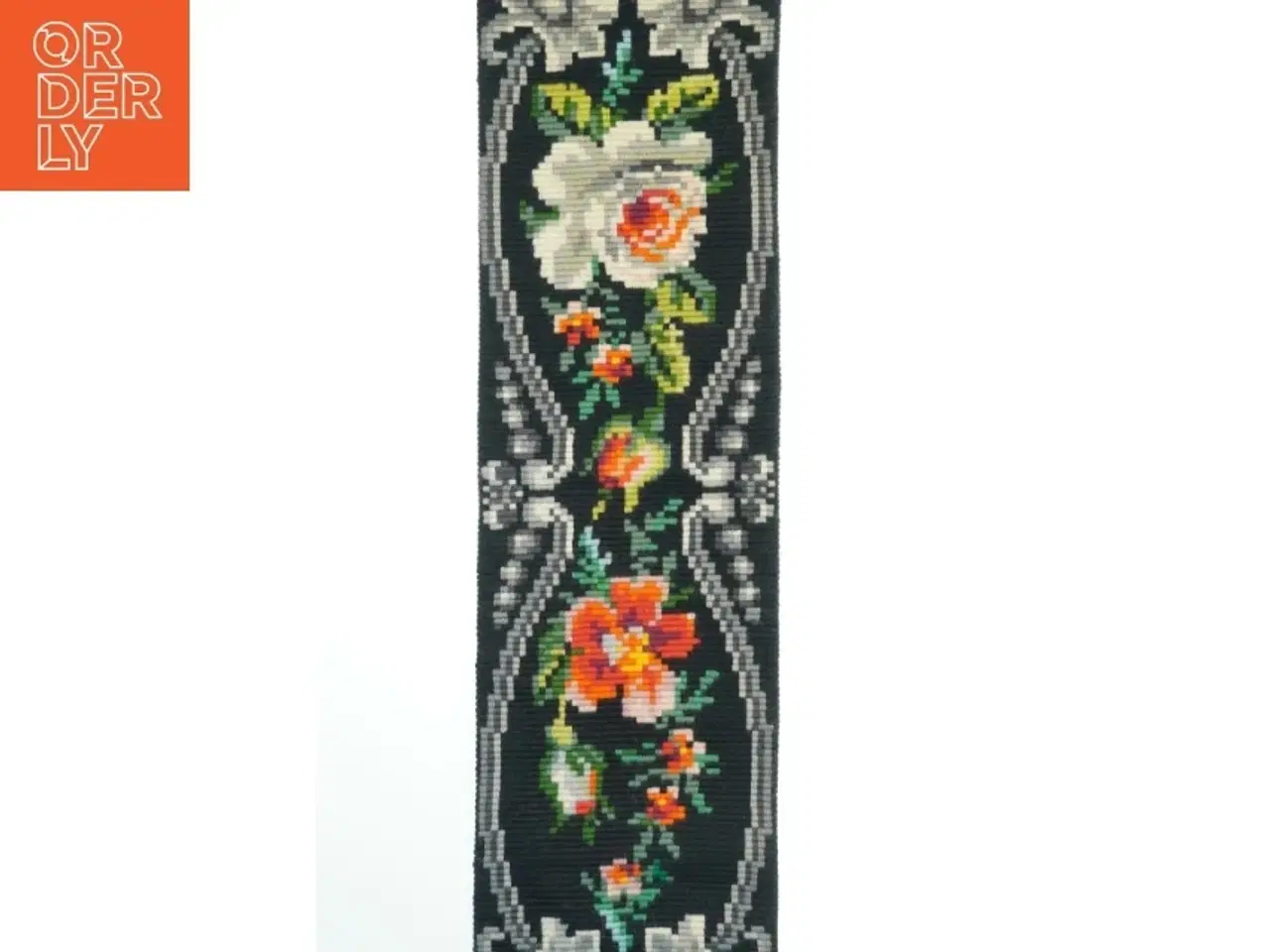Billede 3 - Vægtæppe med blomstermotiv/ norsk almue, håndlavet (str. 108 x. 25 cm)