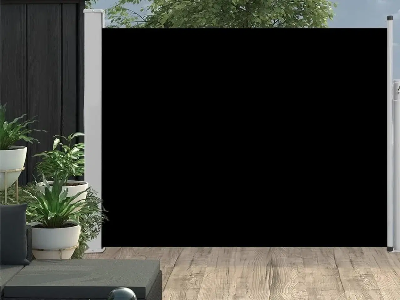 Billede 1 - Sammenrullelig sidemarkise til terrassen 140x500 cm sort