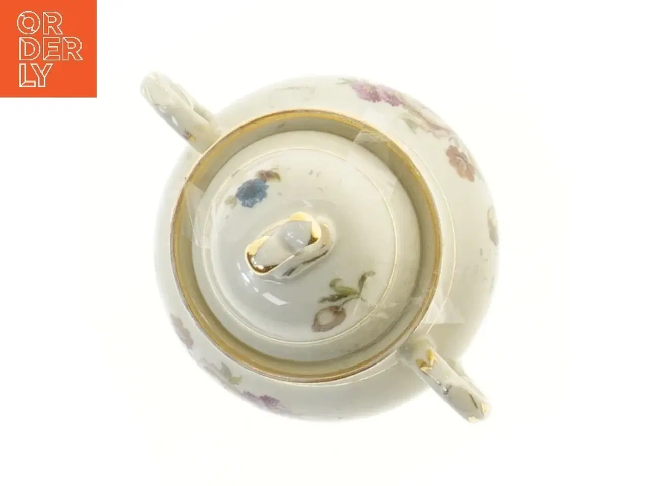 Billede 2 - Porcelæns sukkerskål med låg og blomsterdesign fra Rosenborg og Københavns Porcellains Maleri (str. 12x12 cm)