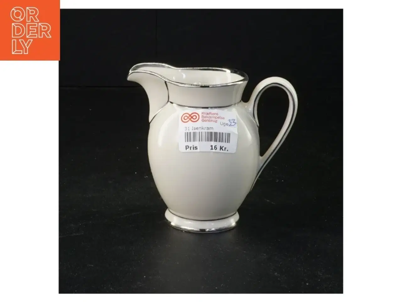 Billede 1 - Hvid porcelænskande fra Kjøbenshavn Porcellains Maleri (str. 10 x 11 cm)
