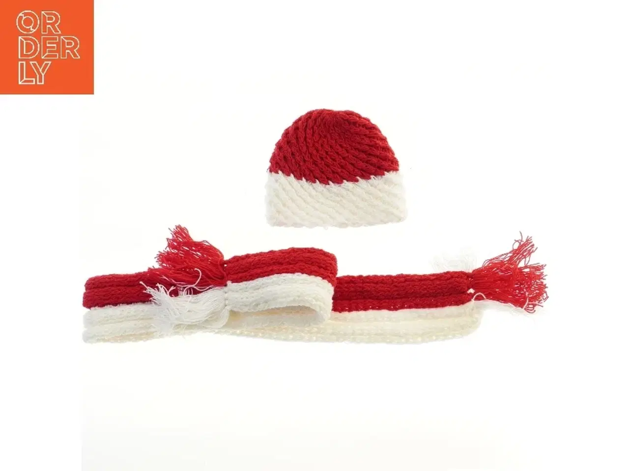 Billede 2 - Strikket hue og halstørklæde (str. 25,5x21,5 & 13x162 cm)