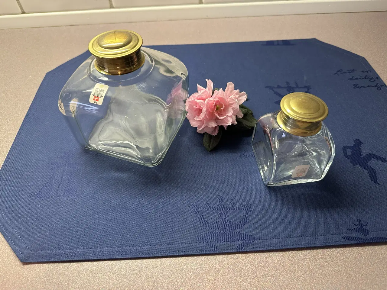 Billede 1 - Holmegaard købmandsglas med messinglåg