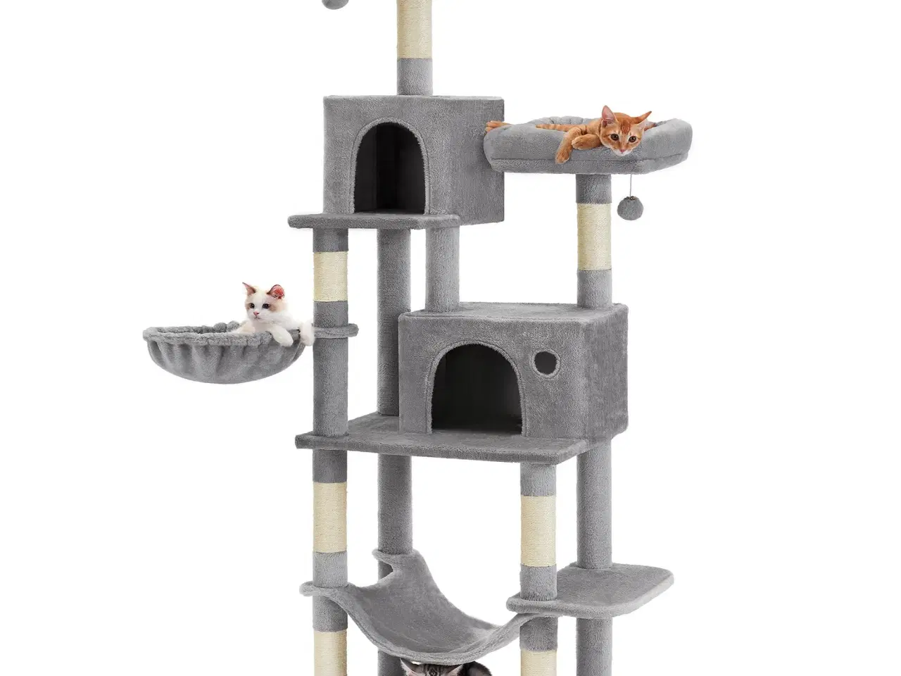 Billede 1 - Klatretræ til kat – FEANDREA slankt kattetræ 199 cm med hængekøje og huler